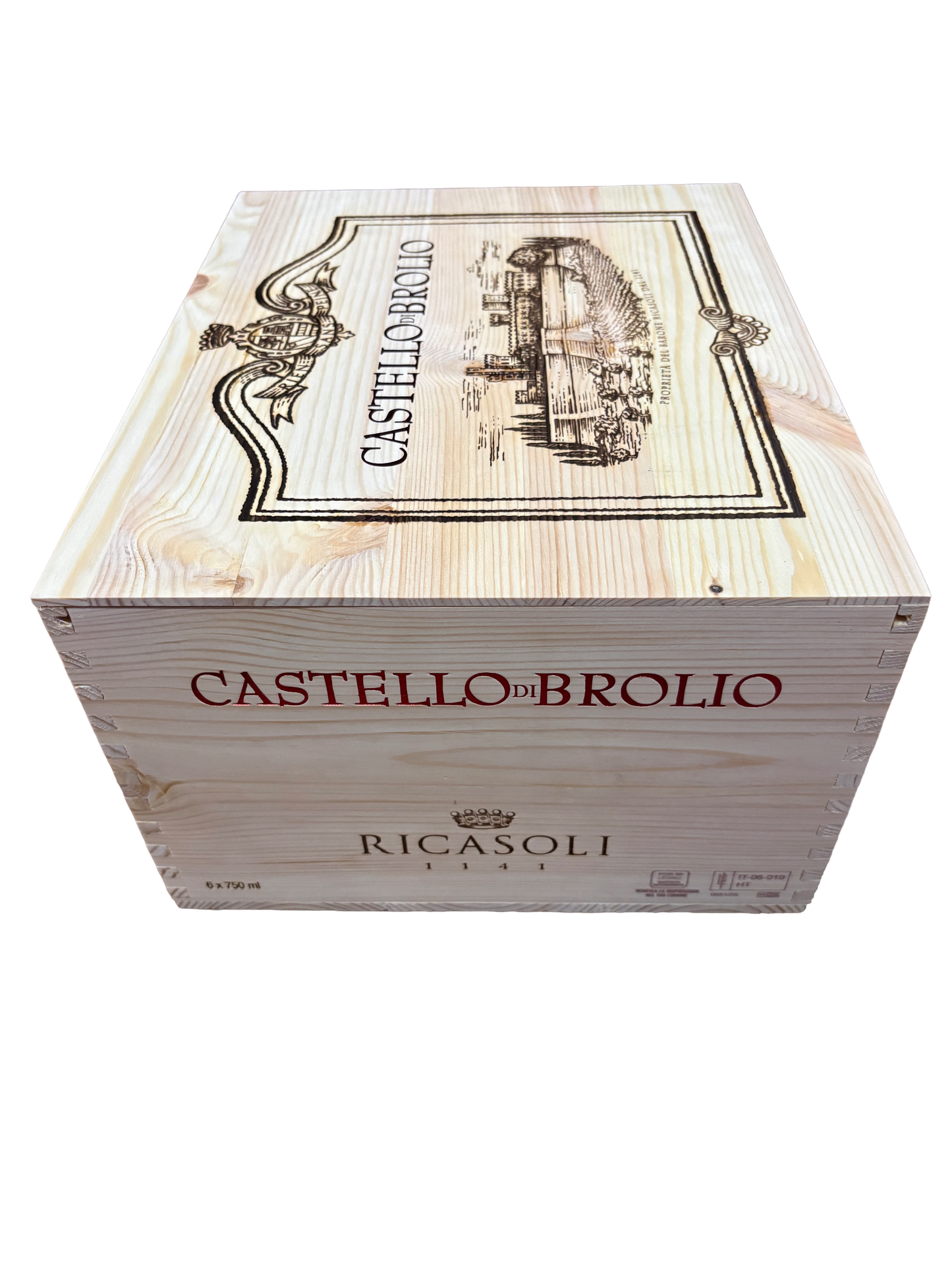 Castello di Brolio Gran Selezione repurposed wooden wine crate with Sliding Lid from Ricasoli winery in Tuscany, Italy.
