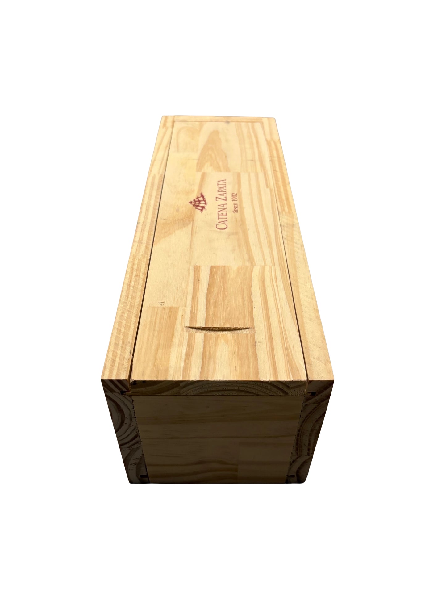 Adrianna River Stones repurposed wooden wine crate with Sliding Lid from Catena Zapata winery in Mendoza, Argentina.