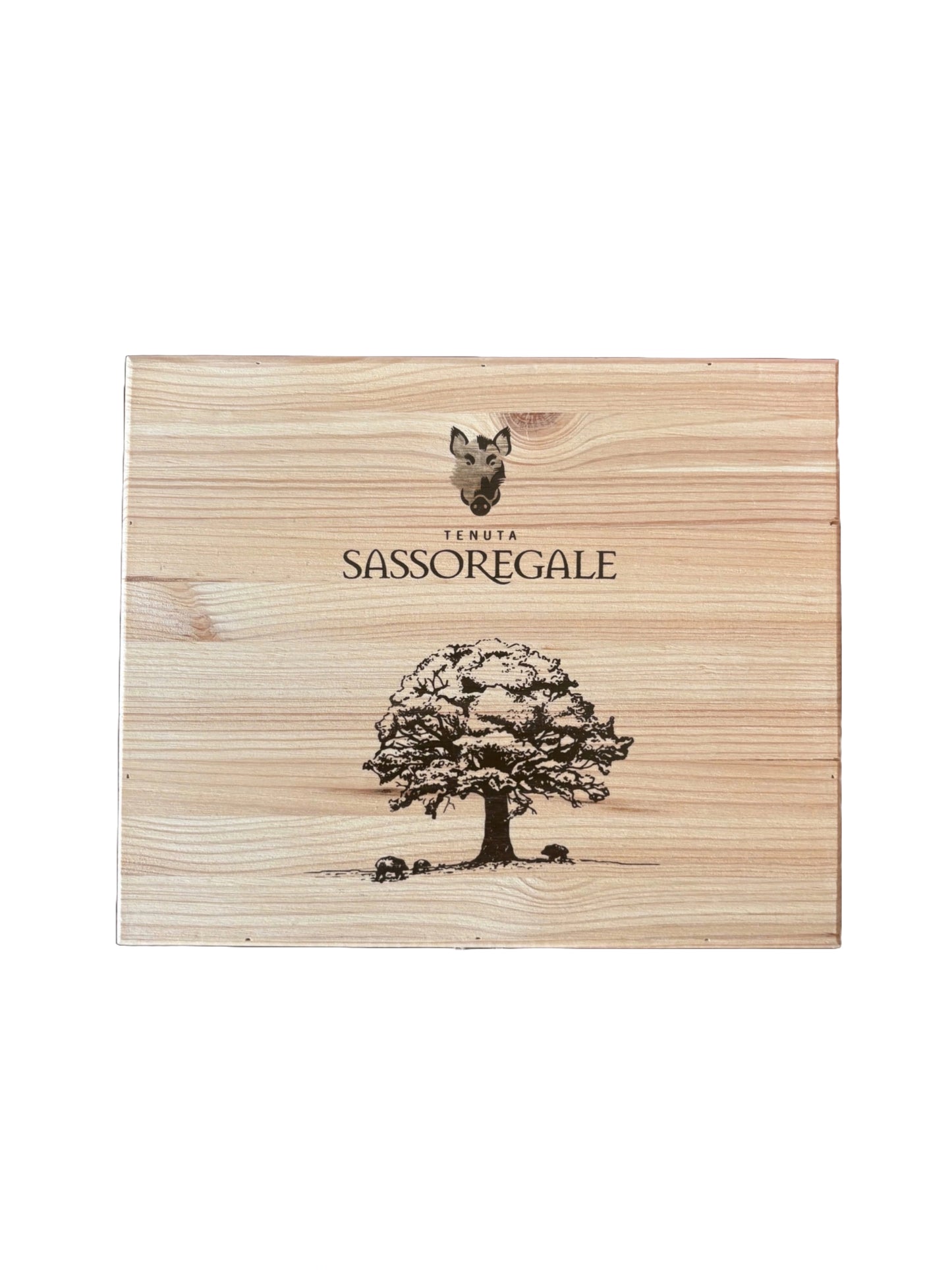 Sassoregale Vermentino upcycled wooden wine crate Side Table with Hinged Lid from Sassoregale winery in Tuscany, Italy.