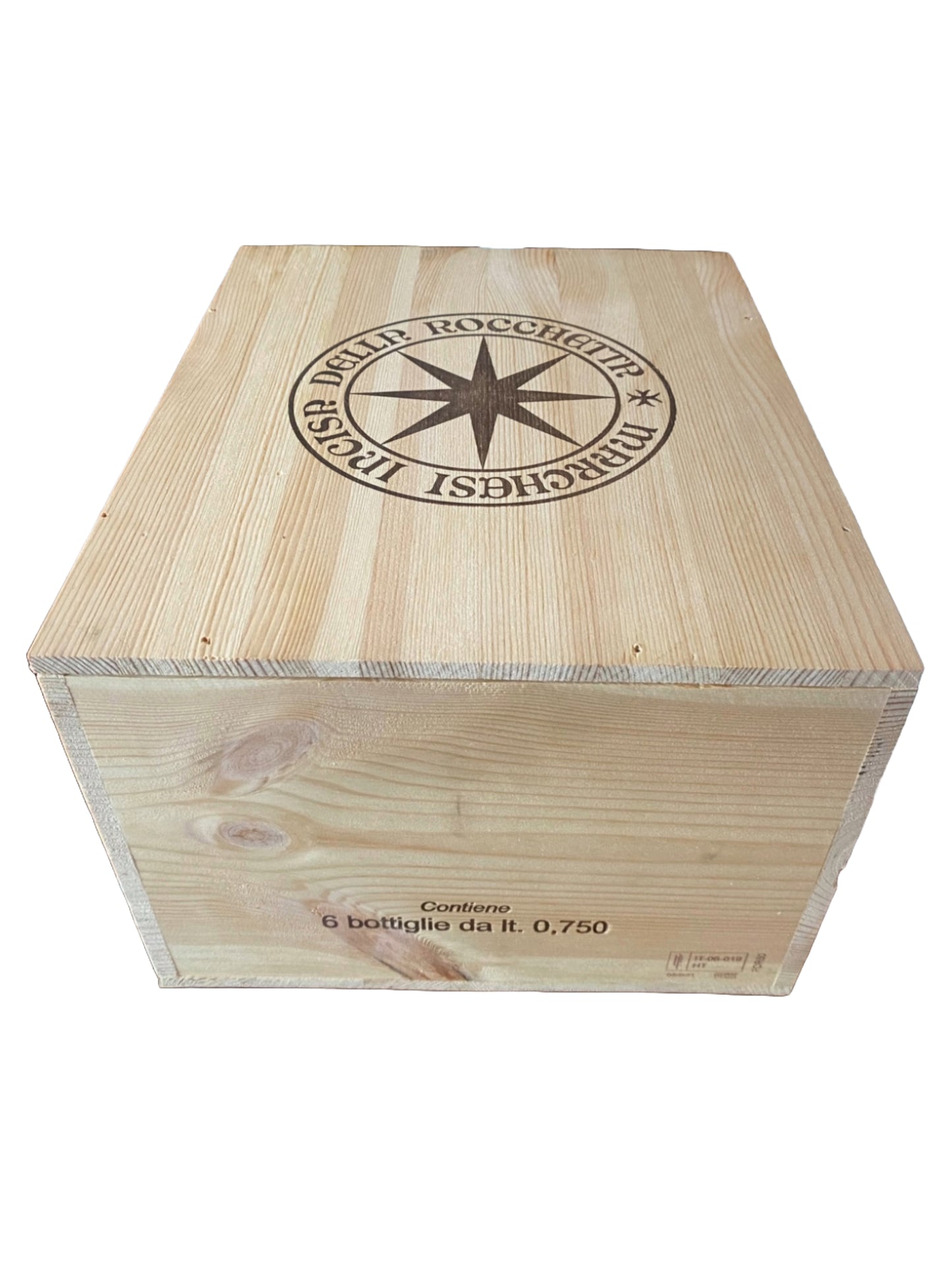 Sassicaia repurposed wooden wine crate with Detached Lid from Tenuta San Guido winery in Bolgheri, Tuscany, Italy.