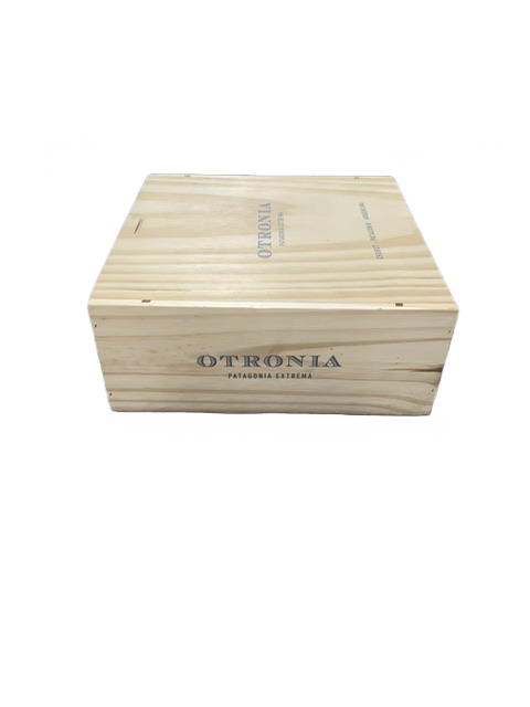 Block Chardonnay repurposed wooden wine crate with Sliding Lid from Bodega Otronia winery in Patagonia, Argentina.