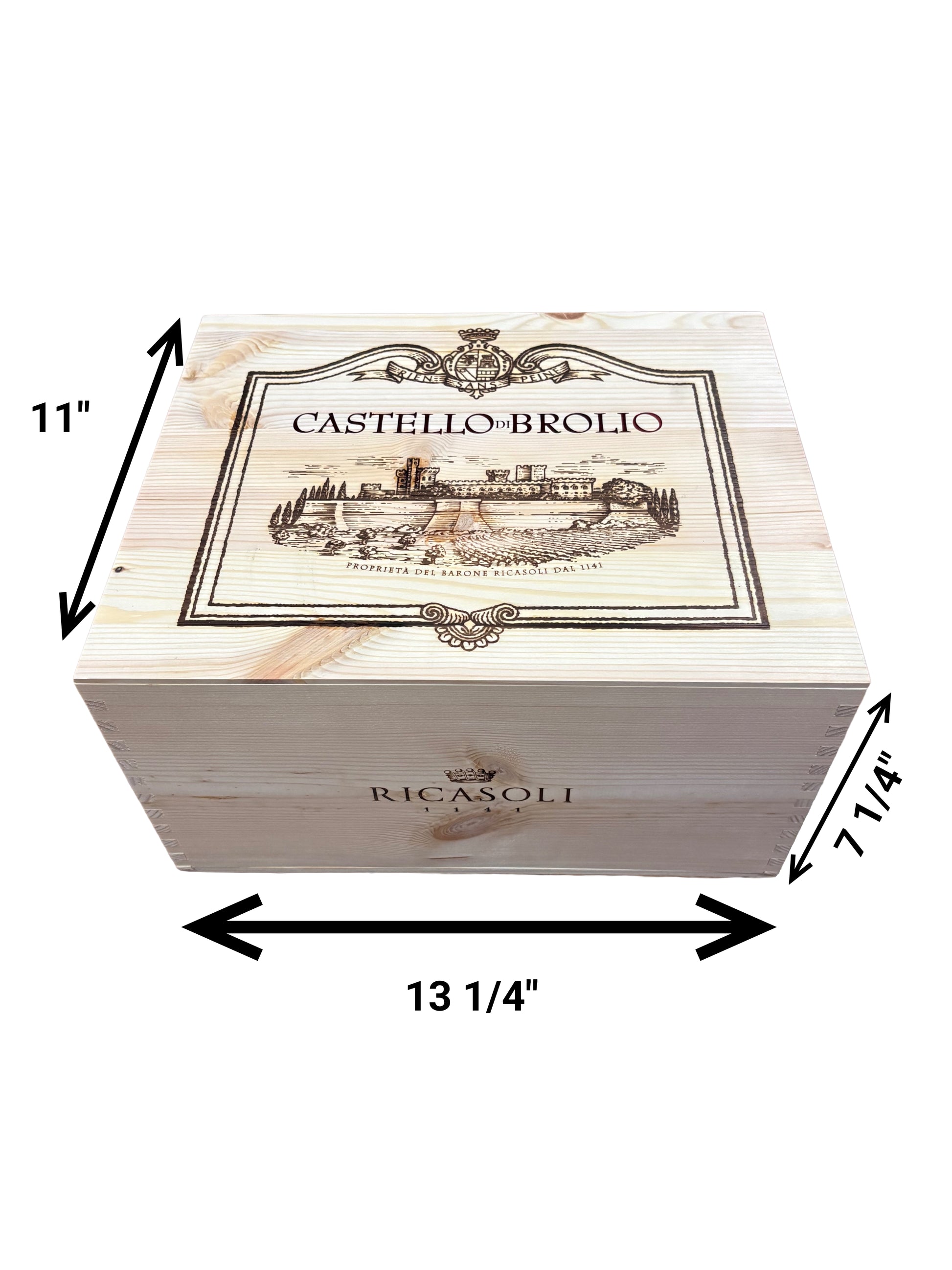 Castello di Brolio Gran Selezione repurposed wooden wine crate with Sliding Lid from Ricasoli winery in Tuscany, Italy.