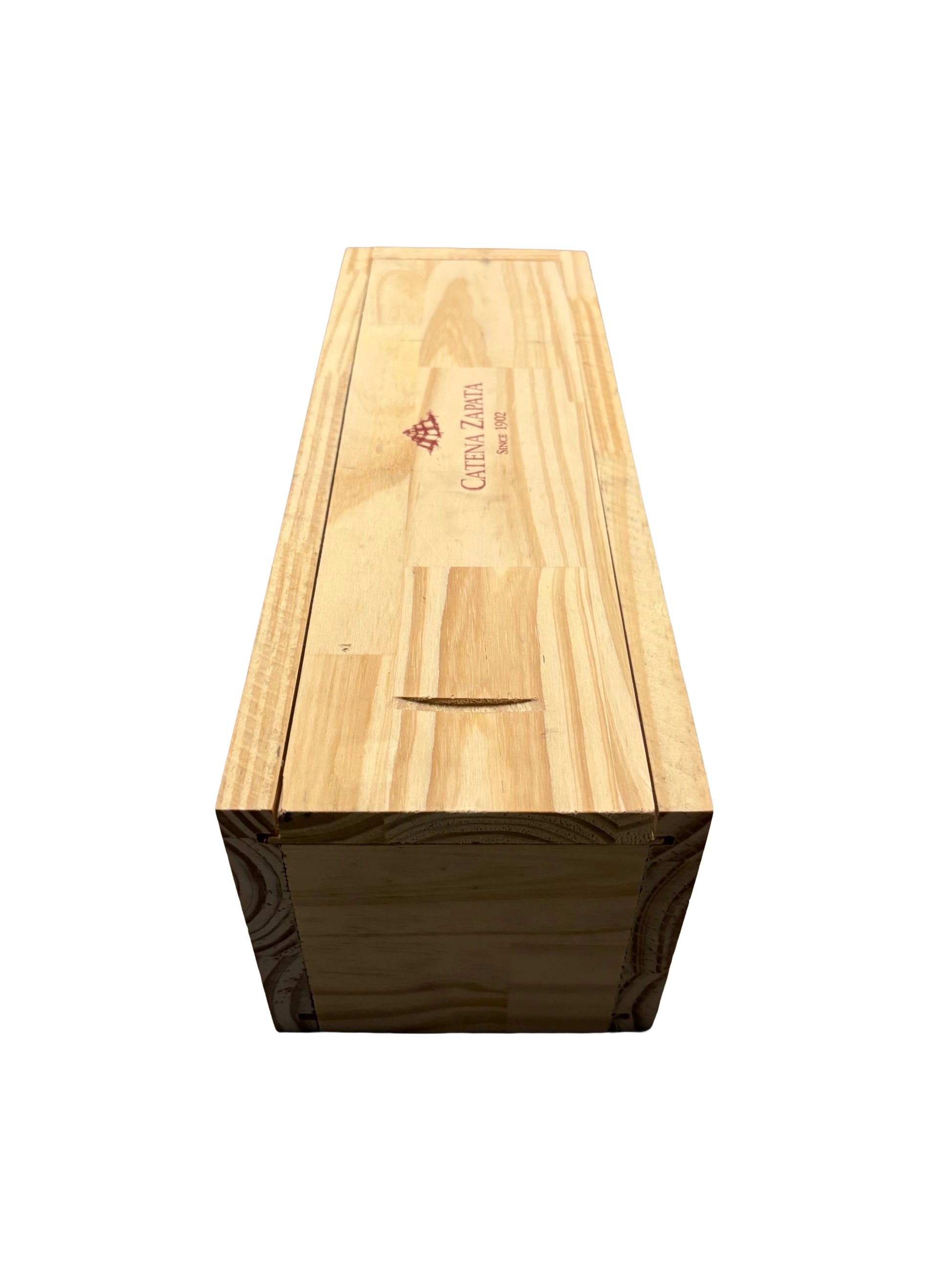 Adrianna River Stones repurposed wooden wine crate with Sliding Lid from Catena Zapata winery in Mendoza, Argentina.