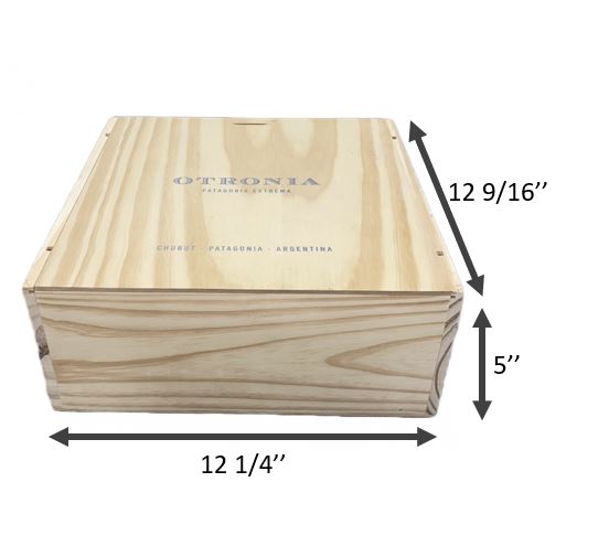 Block Chardonnay repurposed wooden wine crate with Sliding Lid from Bodega Otronia winery in Patagonia, Argentina.