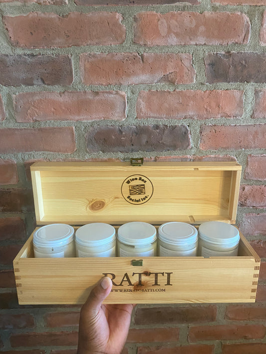 Ratti Barolo upcycled wooden wine crate Storage Box with Hinged Lid from Cantina Ratti winery in Italy.