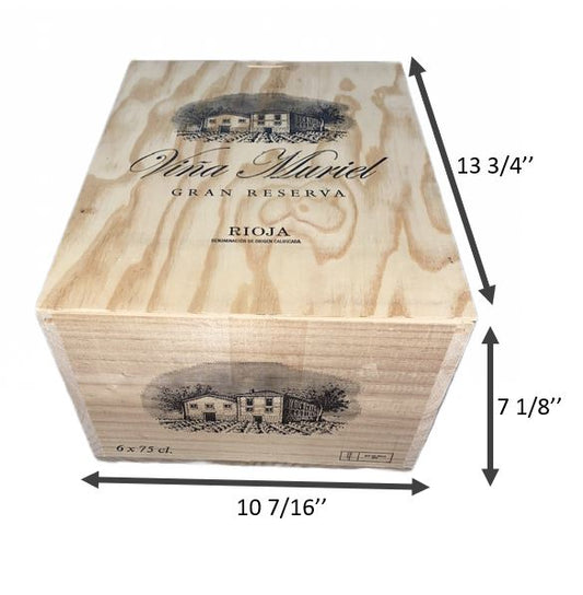 Rioja Tempranillo repurposed wooden wine crate with Sliding Lid from Vina Muriel winery in Spain.