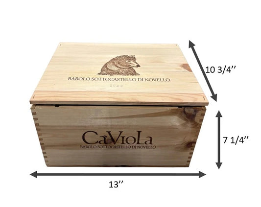 Sottocastello Barolo repurposed wooden wine crate with Detached Lid from Ca'Viola winery in Piedmont, Italy.